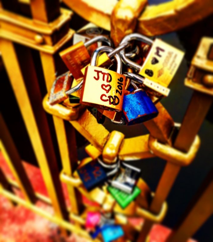 Love locks in Prague--long distance relationships